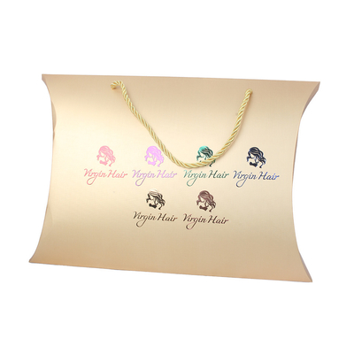 Купить Custom Luxury Gold Pillow Boxes with Handle for Wigs – Premium Hair Extension Gift Packaging online manufacture