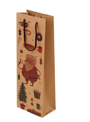 Изготовленный на заказ напечатанный Браун подарок вина Kraft бумажный кладет в мешки с хлопком регулирует оптовое