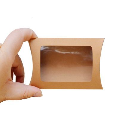 Хорошая цена. Подушечные коробки из крафт-бумаги с индивидуальной печатью и окном – экологичная упаковка для подарков и розничной торговли онлайн